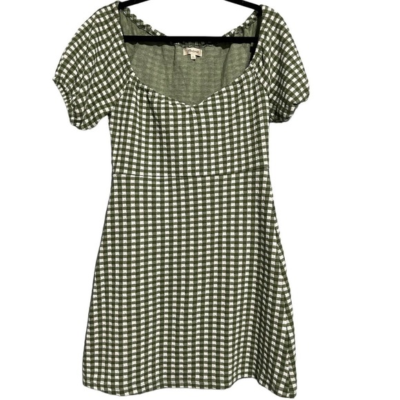 Madewell Jacquard Puff-Sleeve  Mini Dress Gingham Check - Picture 2 of 12